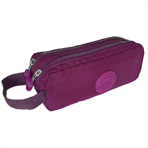 Estojo Escolar Feminino Organizador Duplo C Alça Porta Lápis (Roxo)