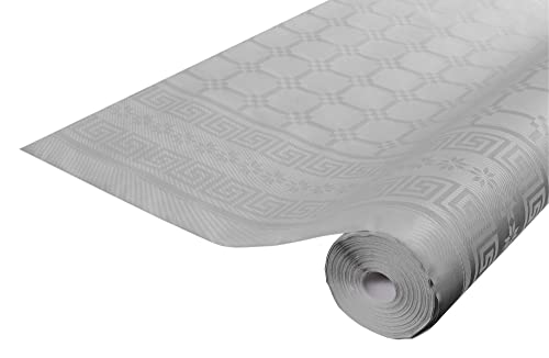 Discount Mariage - Rouleau nappe papier damasse deperlant 25 et 50 métres gris