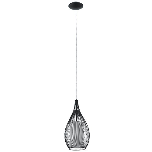 EGLO Pendellampe Razoni, 1 flammige moderne Pendelleuchte, Material: Stahl, Glas: satiniert, Farbe: Schwarz, Fassung: E27