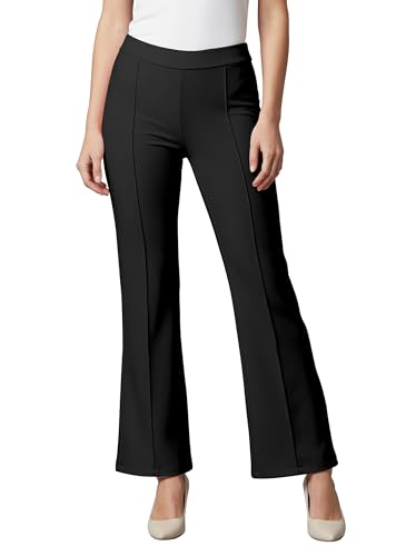 Image of Mehrang Cotton Blend Bootcut Parallel Trouser Pants for Women Regular Fit, Bellbottom Straight Pants for Womens