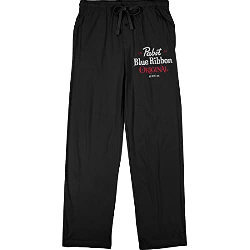 Pabst Blue Ribbon 1844 Text Logo Men's Black Sleep Pajama Pants