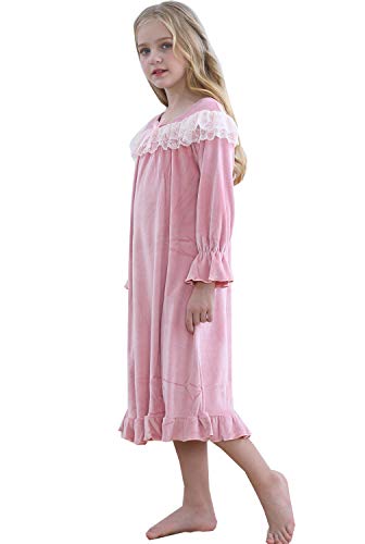 Image of Girls Princess Nightgown,Winter Long Sleeve Flannel Nightdress Pajamas Dress Kids 3-12 Years