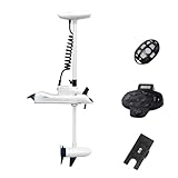 AQUOS White Haswing 12V55LBS 48inch Electric Bow Mount Trolling Motor with Remote, Wireless Foot Control, Quick Release Bracket for Inflatable Boat Bass Boat Freshwater Saltwater Use