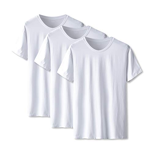 AORGSVI Mens V-Neck T-Shirts Soft Comfy Tees Short Sleeve Modal Stay Tucked Undershirts for Men 3-Pack Multipack