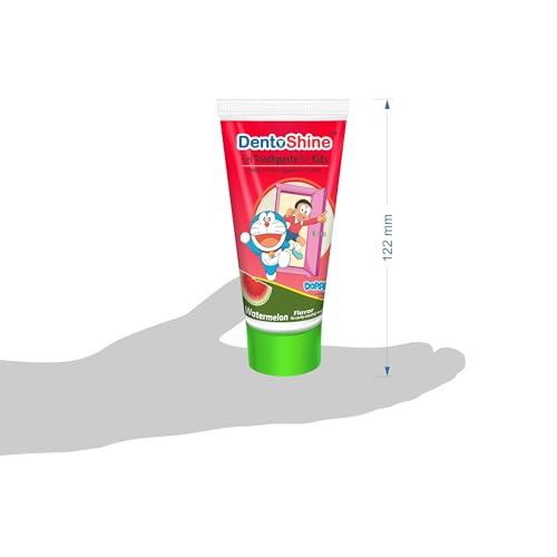 Image of DentoShine Gel Toothpaste for Kids | Pack of 3 (3, Watermelon (Doraemon))