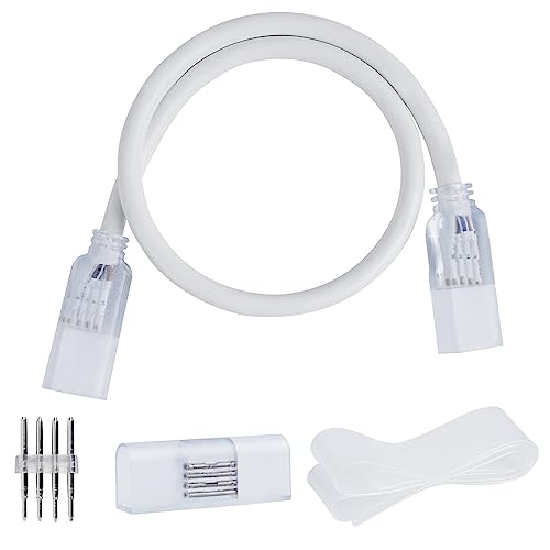 Shine Decor Connecting Parts Kit of 2 Connection Wire Cables & 1 Connector with 4-Prong Pin 10x20mm RGB LED Neon Rope Lights Only