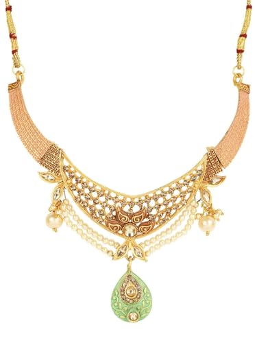 Juego de joyas de latón chapado en oro con piedra esmaltada verde DMZ-1033 talla S