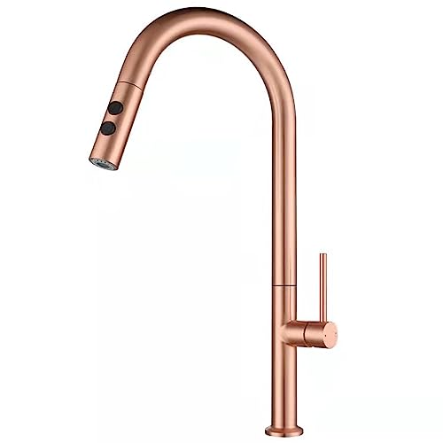 Grifos de cocina con rociador desplegable de acero inoxidable oro rosa