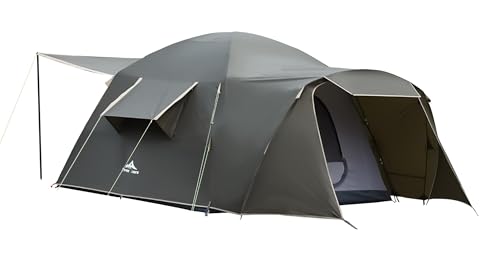 Three Bears Outdoor 6 Person Camping Tent - Waterproof Windproof Double Layer Design - Family and Car Camping - with Carry Bag and Storage Pouch - 76 Inches High (Dark Green)
