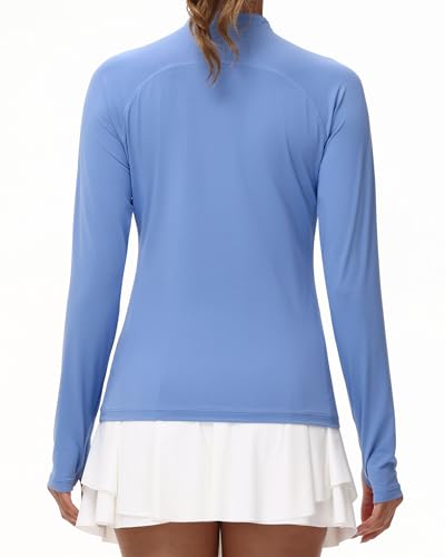 isnowood Women's 1/4 Zip Long Sleeve Rash Guard, UPF 50+ UV Sun Protection Shirts, Quick Dry Workout Hiking Athletic Tops2
