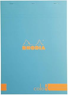 RHODIA 16968C - Colour Stapled Notepad N°16 Saphir - A5 - Lined - 70 Detachable Sheets - Ivory Clairefontaine Paper 90 g/m - Velvety Touch Cover - Basics