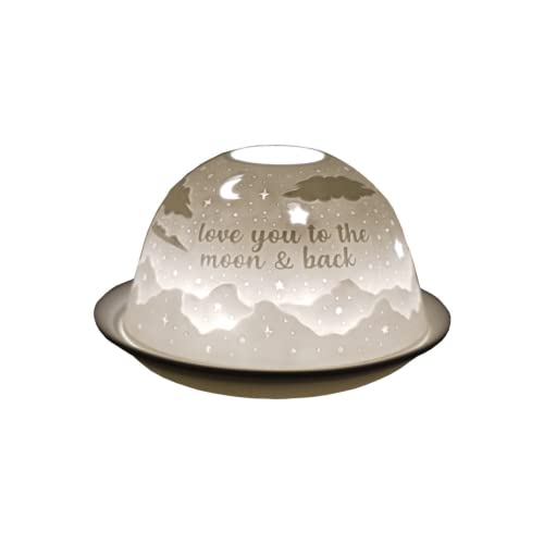 Cello Photophore en porcelaine de lithophane, motif « To the Moon and Back », les tasses de parfum en cellophane et les bases lumineuses LED, superbe image...