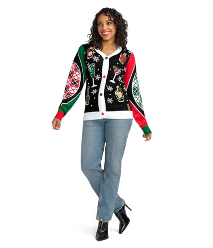 Image of Tipsy Elves Classic Cute Cardigan Ugly Christmas Sweaters for Women with Fun Patterns and Animals