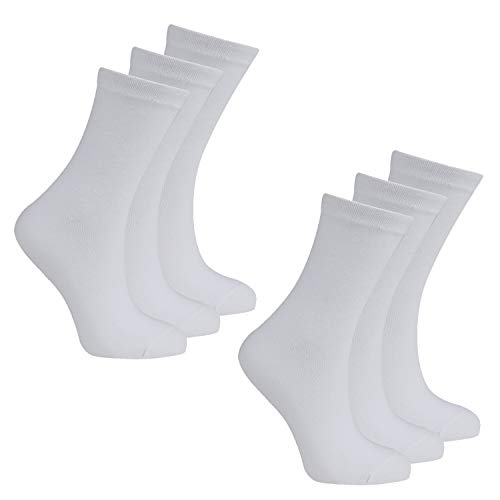 BAY6 6 Pairs Kids BACK TO SCHOOL Socks Boys Girls Plain Black White Grey Navy