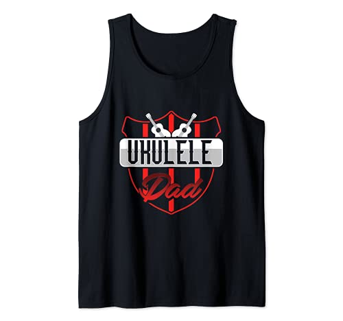 Mens Ukulele Dad Uke Guitar Acoustic Hawaiian Musician Hawaii Tank Top, Black