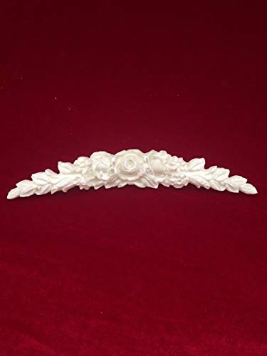 Shabby Chic Beautiful White Straight Rose Architectural Furniture Applique Swag Onlay
