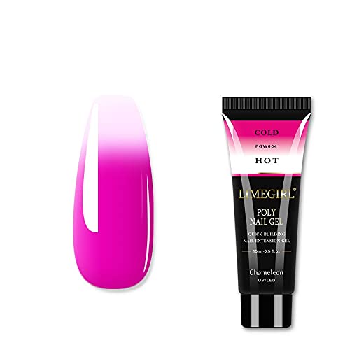 Limegirl Thermal 15ml Poly Nail Gel Finger Extension Nail Art Manicure Temperature Color Changing Acryl Gel Varnish Hybrid UV LED Hard Builder Nail Gel Polish (LG-15ml-PGW04)-image-20
