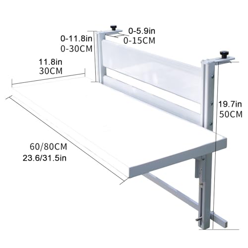 Table de balustrade noire pliable réglable : solution gain de place pour petit balcon