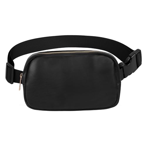 Image of VOROLO Fanny Pack For Women And Men Crossbody Bag Belt Bag PU Black