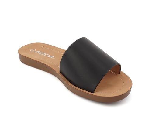 Image of Soda Shoes Efron-S Women Flip Flops Basic Plain Slippers Slip On Sandals Slides Casual Peep Toe Beach