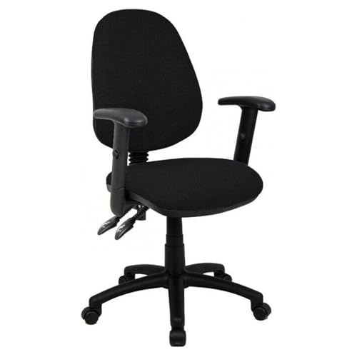 IDEAL 365 Office Fabric Operator Chairs 2 lever PCB (Black, Adjustable Arms)