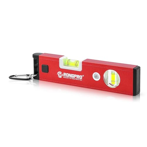 9 Inch Torpedo Level, Magnetic Level Tool with 90°/180° Bubbles, Aluminum Alloy Construction, Shock Resistant Bubble Level Tool (Hiking Buckle)