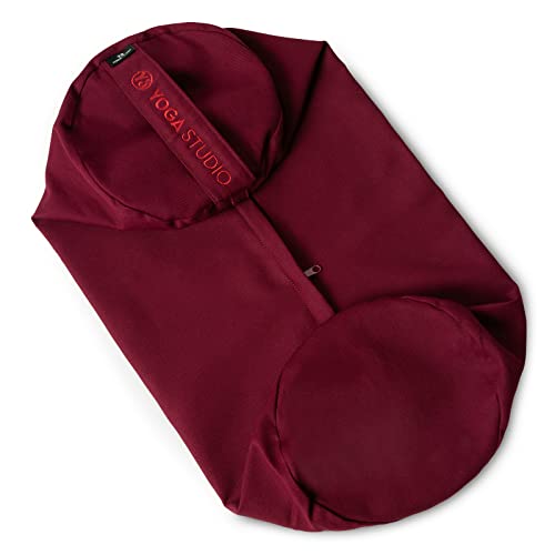 Yoga Studio Spare EU Organic Cotton Bolster Covers With Handle And Zipper - Cover Only (Burgundy)