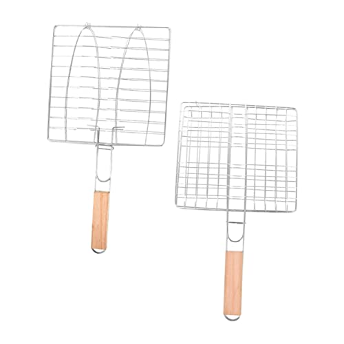 GANAZONO 2Pcs Fish Grill Basket Bbq Grilling Nets for Outdoor Camping Smooth Surface for Fish Meat and Vegetables Easy Flipping and Cleaning