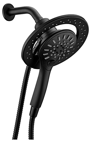 ANZZI Magnetic Multi-Spray Retro-Fit 7.48 in. Dual Wall Mount Fixed and Handheld Shower Head in Matte Black with Magna-Diverter (SH-AZ067MB)