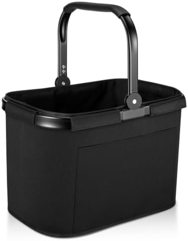 Diurwur®30L Einkaufskorb 2026 Neuauflage Familie Einkaufstasche Faltbar Tragekorb mit Stützstangen Groß Picknickkorb Klappkorb Einkaufen Korb mit Gepolsterten Griffen-ideal für Pic