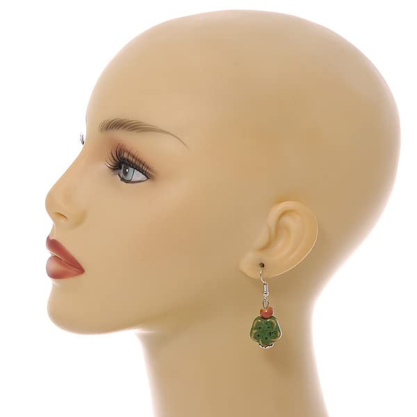 Collar de cerámica multicolor cuentas de flores marrones y pendientes 48cm 4