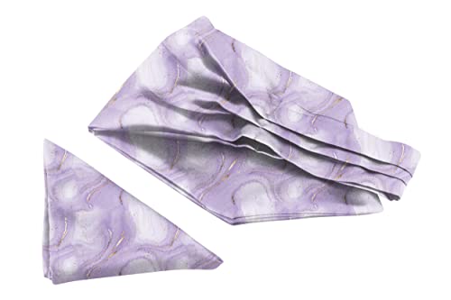 Image of BLACKSMITH Jacquard Microfiber Neckwear Ascot and Matching Pocket Square Set for Men