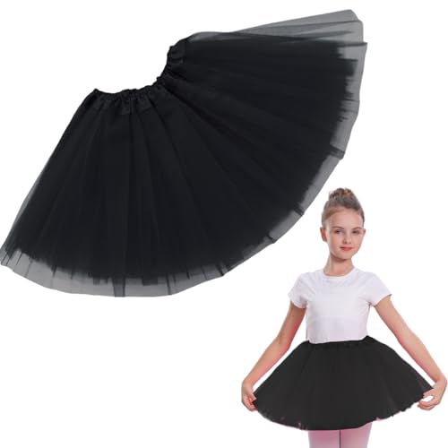 Girls Tutu Skirt 3 Layered Tulle Tutu Skirts for 0-8 Year Birthday Dance Kids Halloween Costume Cosplay Party Supplies Black