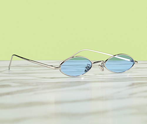 Image of COASION Vintage Small Oval Aesthetic Sunglasses Retro for Women Men Hippie Cool Metal Frame Sun Glasses