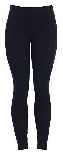 Ettellut Cotton Spandex Basic Knit Jersey Regular And Plus Size Leggings For Women Black M #TOP4