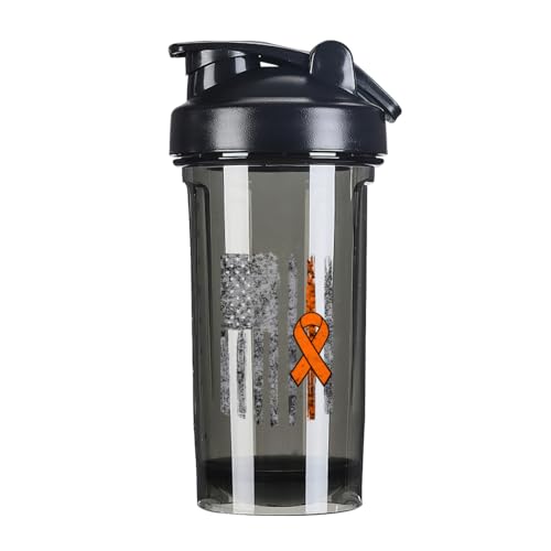 Skin Cancer Awareness America Flag 18 Ounce Shaker Bottle Drink Mixer Leak-proof Pre Workout Protein Shakes Meal Replacement Shakes Bottles 500ML/18 Oz Black