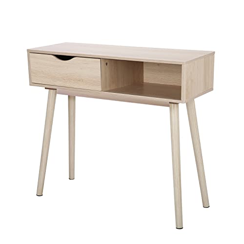 JUANIO Mesa de Consola Mueble de Escritorio Color Natural - Longitud 80 x Profundidad 30 x Altura 72 cm