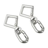 [FUSSED] 【2個入り】ダイヤモンド型ロブスターバックルング キーホルダー パーツ キーホルダー金具 ワンタッチ 手芸用品ハンドメイド部品 キーホルダー・アクセサリー DIY材料 (シルバー)