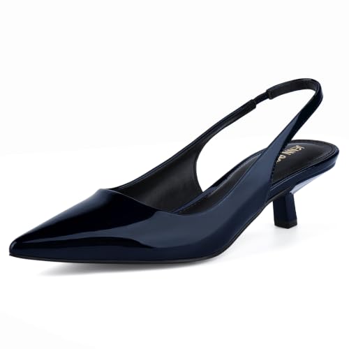 Image of JENN ARDOR Slingback Heels for Women Low Heels Dress Shoes Kitten Pumps Dressy Heeled Sandals Wide Width Fashion Casual Shoes