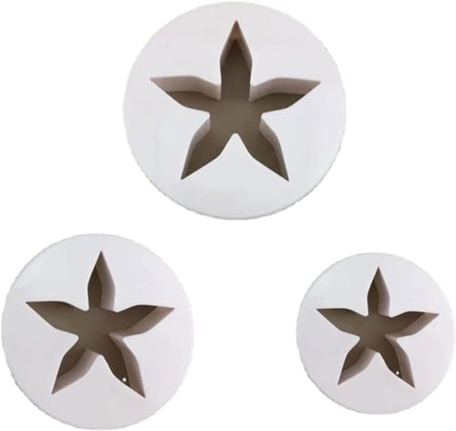 3 moldes de fondant con forma de estrella de cinco puntas para cortar galletas, moldes para fondant, moldes de plástico para hornear en el hogar, cortadores de fondant, herramientas para hornear