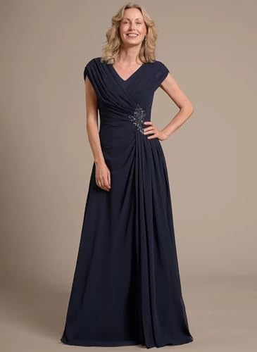 Clothfun Simple V Neck Mother of The Bride Dresses Lace Appliques Chiffon Sleeveless Mother of The Groom Dress CY2173