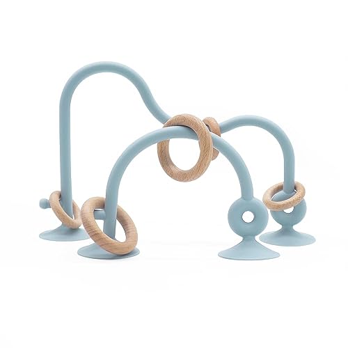 Image of Montessori Educational Toys For Infant Toddlers, High Chair Toys With Suction Cups For Toddlers 0-6 M+ Food Grade Silicone Teething toy For Toddler 6M+, Parent-Child Baby Toy Set 12 18 M+ (Dusty Blue)