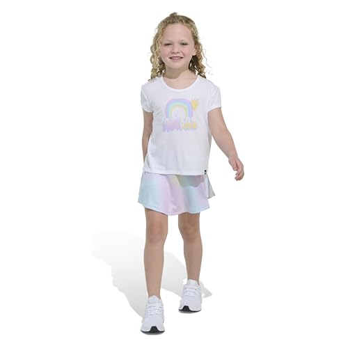 Image of adidas Girls' Pleated Tee Shirt and Aop Flounce Skort Set