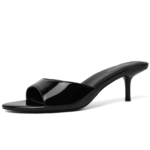 Image of Mostrin Kitten Heels for Women Pointed Toe Vintage Mules Heels Sexy Slip on Stiletto Backless Sandals for Party Wedding Daily