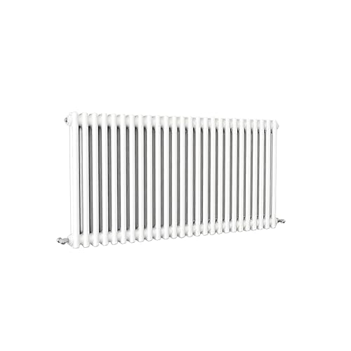 Image of SLINE SANITARY Traditional 2 Column Cast Iron Style Radiator Horizontal White 600x1190mm