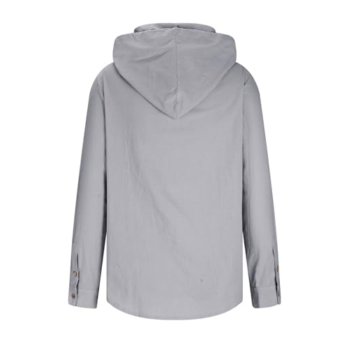 Muscularfit Men's Fashion Hoodies & Sweatshirts Drawstring Casual Long Sleeve Cotton Linen Shirts Fashion Button Down Hoodies4