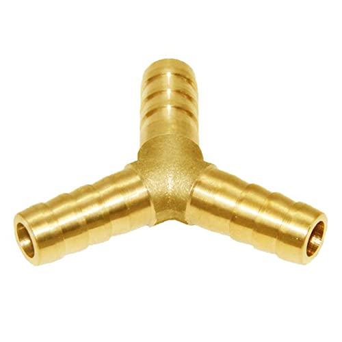 Joywayus 1/4" Hose Barb Y Shaped 3 Way Union Fitting Intersection/Split Brass Water/Fuel/Air #TOP4