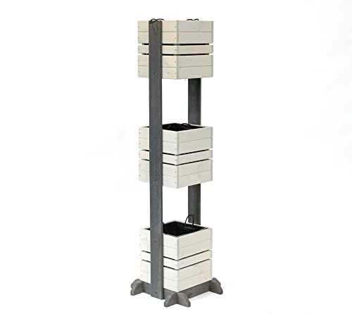 WESTMANN 3-fach Pflanzenkübel Maja aus Holz | 50x50x170 cm Grau | Blumentopf für Garten & Terrasse | Pflanzentopf zum Bepflanzen | FSC® - zertifiziert