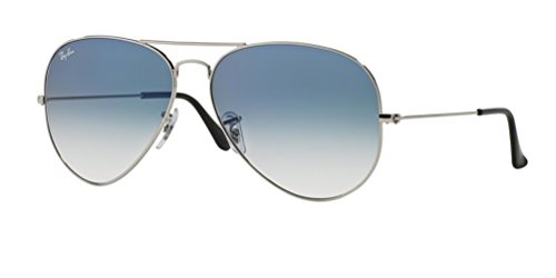 RAY-BAN RB 3025 AVIATOR SUNGLASSES (55 mm, 003/3F SILVER CRYSTAL WHITE/GRADIENT BLUE)