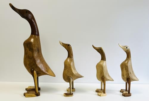 Image of My Square Mile Decorative Wooden Duck Ornament, 25cm or 45cm, Indoor Outdoor Garden Decor Gift (1 Small Duck 25cm)